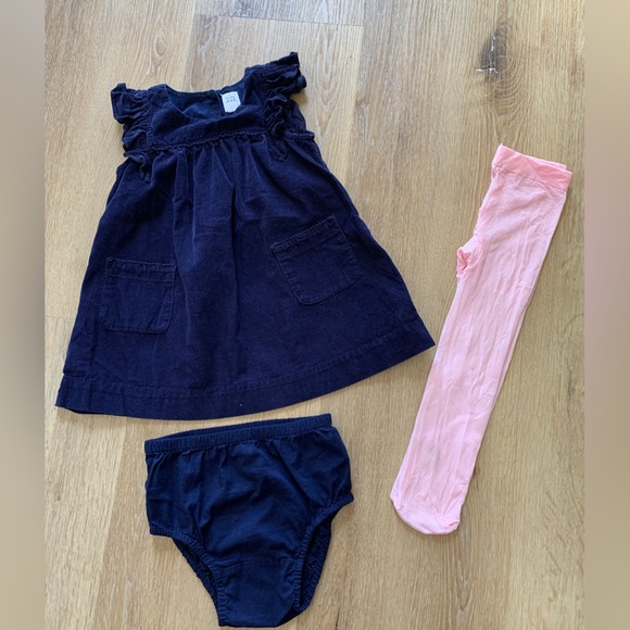 Baby Gap Corduroy Dress, With Matching Panties and Pink Pantyhose. Size 18-24 - Picture 1 of 5